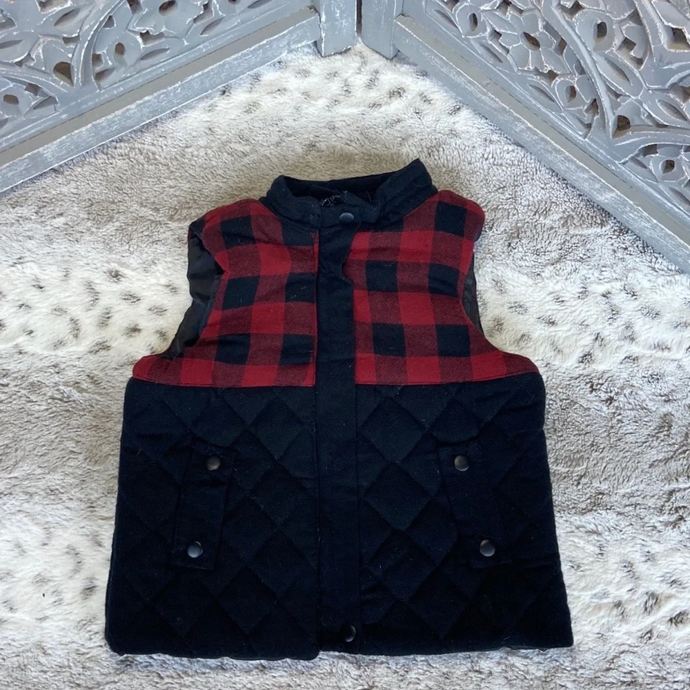Tommy Bahama black red plaid vest baby boys 24 months Christmas holiday party